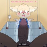 1:1 aggretsuko anthro balls bathroom blush bodily_fluids breasts canid canine dialogue duo english_text female fennec_fox fenneko fox genital_fluids genitals haida_(aggretsuko) heart_after_text heart_eyes heart_symbol hi_res hyena impressed inside looking_at_genitalia looking_at_penis male male/female mammal pandzart penis penis_awe precum public_restroom restroom_stall sanrio spotted_hyena text text_with_heart true_fox vein veiny_penis