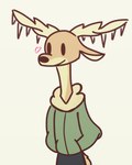 anthro clothed clothing heart_symbol horn ice male smile solo stalactite mrfoxluck luis_(mrfoxluck) antelope bovid deer mammal 4:5 absurd_res hi_res