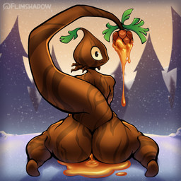 big_butt biped bodily_fluids brown_body brown_tail butt closed_smile feet female food fruit genital_fluids leaf long_tail looking_at_viewer looking_back mouth_closed not_furry nude nude_female outside plant rear_view sap sitting smile snow solo tail text tree unusual_bodily_fluids unusual_genital_fluids vaginal_fluids flimshadow electronic_arts plants_vs._zombies popcap_games elemental_creature elemental_humanoid flora_fauna humanoid plant_humanoid sap-fling 1:1 2025 absurd_res artist_name digital_drawing_(artwork) digital_media_(artwork) hi_res