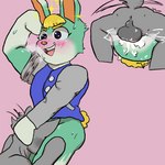 anthro anus bodily_fluids cum cum_inside duo fellatio flexing flexing_bicep genital_fluids male male/male oral penile perineum pressing_against_cheek sex sweat momoskinks animal_crossing nintendo sasha_(animal_crossing) lagomorph leporid mammal rabbit 1:1 hi_res