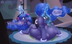 anal anal_head_gulp anal_vore bodily_fluids butt cutie_mark duo eyelashes fangs female female_pred genital_fluids genitals heart_symbol horn open_mouth pussy teeth text tongue tongue_out vaginal_fluids vore wings augustbebel friendship_is_magic hasbro my_little_pony mythology princess_luna_(mlp) queen_chrysalis_(mlp) arthropod changeling equid equine mammal mythological_creature mythological_equine winged_unicorn 2021 digital_media_(artwork) english_text url