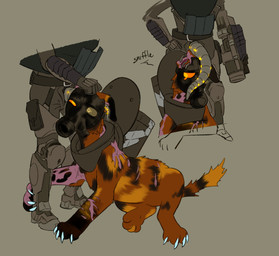 ambiguous_gender armor bestiality bodily_fluids crying cybernetics disability duct_tape duo ear_penetration feral gas_mask genitals gynomorph head_wound headgear human_on_feral intersex interspecies leg_grab machine mask mindfuck pain penetration penile penis penis_on_face scar sex simple_background tail tape tapering_penis tears wounded young puppyratcat skibidi_toilet canid canine canis felid feline felis human humanoid hybrid mammal robot xog hi_res