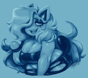 :3 anthro big_breasts blue_background bottomwear bracelet breasts choker cleavage cleavage_cutout clothed clothed_anthro clothed_female clothing cutout eyebrows eyelashes featureless_hands female female_anthro fishnet_clothing fluffy fluffy_hair front_view fur glistening glistening_body glistening_breasts glistening_fur glistening_hair hair hair_over_eye jewelry long_hair necklace noseless one_eye_obstructed open_:3 open_mouth open_smile pointy_ears prick_ears sharp_teeth shorts simple_background slightly_chubby slightly_chubby_anthro slightly_chubby_female smile solo tail teeth text three-quarter_view torn_bottomwear torn_clothing torn_shorts wide_hipped_anthro wide_hipped_female wide_hips toxicsoul77 animal_crossing nintendo toon_michaela domestic_cat felid feline felis mammal 2020 absurd_res artist_name black_and_blue cool_colors dated digital_media_(artwork) digital_painting_(artwork) half-length_portrait hi_res monochrome painting_(artwork) portrait shaded signature