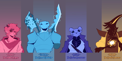 1_arm armor axe battle_axe black_body black_fur black_hair black_sclera blue_armor blue_body blue_eyes bone breasts brown_clothing character_title claws clothed clothing dark_body dark_horn ear_piercing ear_ring eye_scar facial_scar fangs fur gradient_body gradient_horn hair head_scar horn jacket magic magic_user melee_weapon one_eye_closed piercing pink_body pink_clothing pink_ears pink_hair pink_horn pointy_ears polearm purple_clothing ring_piercing scar shoulder_scar skeleton skull skull_head smile sorcery spear teeth text topwear ttrpg weapon yellow_clothing conditional_dnp welwraith dungeons_and_dragons hasbro wizards_of_the_coast kagra_(glimgam) kindle_(snowytheghost) valhtra_(ncs) zrelos_(thehoeartiste) avian bird corvid corvus_(genus) crow demon kobold oscine passerine reptile scalie 2026 absurd_res character_name digital_drawing_(artwork) digital_media_(artwork) hi_res