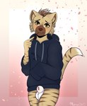 animal_genitalia anthro bottomless clothed clothing femboy genitals highlights_(coloring) male round_ears sheath smile solo sweater topwear marsaovo sefu_the_chihuahua african_wild_dog canid canine canis chihuahua domestic_dog mammal toy_dog hi_res