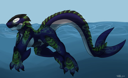 4_toes anthro arm_fin black_claws blue_body blue_skin breasts claws countershading dark_body dark_skin featureless_breasts feet female fin glowing glowing_eyes green_eyes non-mammal_breasts partially_submerged radioactive raised_arm simple_background solo swimming tail toe_claws toes underwater water waterline_view white_body white_countershading pmoss rismic jade_"cascade" aquatic cetacean dolphin kaiju mammal oceanic_dolphin orca toothed_whale 2014 digital_media_(artwork) signature