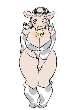 animal_print ankle_warmers anthro armwear bare_shoulders bell bell_collar big_breasts big_eyes big_iris biped black_eyebrows black_hooves breasts brown_eyes cleavage cleavage_overflow clothed clothed_anthro clothed_female clothing collar cow_print cow_print_ankle_warmers cow_print_armwear cow_print_elbow_gloves cow_print_gloves cow_print_leotard ear_tuft elbow_gloves extended_arm eyebrows eyelashes female fingers front_view fur fur_tuft gloves hair handwear hooves humanoid_hands iris leaning leaning_forward legs_together leotard light_body light_fur long_eyelashes looking_aside medium_hair multicolored_ankle_warmers multicolored_armwear multicolored_body multicolored_clothing multicolored_elbow_gloves multicolored_fur multicolored_gloves multicolored_handwear multicolored_leotard pink_body pink_fur pupils simple_background skimpy solo standing tan_body tan_breasts tan_ears tan_fur tan_hair thick_thighs tuft two_tone_ankle_warmers two_tone_armwear two_tone_body two_tone_clothing two_tone_elbow_gloves two_tone_fur two_tone_gloves two_tone_handwear two_tone_leotard white_background white_sclera sori0414 bovid bovine cattle mammal 2025 colored_sketch digital_drawing_(artwork) digital_media_(artwork) full-length_portrait hi_res portrait sketch