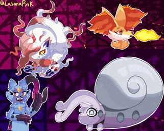 anthro blue_body blue_fur claws female fur group long_claws multicolored_body multicolored_fur purple_body sad yellow_body yellow_fur lasanapink nintendo pokemon delphox generation_6_pokemon generation_8_pokemon hisuian_form hisuian_goodra hisuian_zoroark pokemon_(species) regional_form_(pokemon) sneasler hi_res