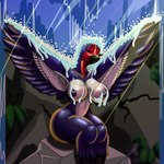 anthro big_breasts blue_body breasts curvy_figure eyes_closed female nipples presenting relaxing shower sitting solo thick_thighs irc_(artist) stephanie_(irc) avian bird 1:1 absurd_res hi_res