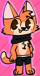 anthro black_clothing black_underwear brown_pupils clothing fur male orange_body orange_fur paws pupils smile solo tail teeth underwear tinky tinky_(character) domestic_cat felid feline felis mammal