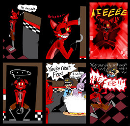 angry anthro bath bathtub bow_(feature) bow_tie bubble bubble_bath checkered checkered_floor dark dialogue dirty exposed_endoskeleton eye_patch eyewear fur glowing glowing_eyes gold_(metal) gold_tooth group hook hook_hand humor machine male pink_eyes pirate purple_body purple_fur red_body red_fur rubber_duck running scared text yellow_eyes j.f five_nights_at_freddy's scottgames bonnie_(fnaf) foxy_(fnaf) mike_schmidt animatronic canid canine fox human lagomorph leporid mammal rabbit robot comic english_text hi_res