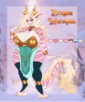 anthro big_breasts blonde_hair blue_clothing blue_eyes breasts clothed clothing color_swatch eyelashes female front_view hair horn long_hair looking_at_viewer markings mouth_closed overweight overweight_anthro overweight_female pink_body pupils slit_pupils solo standing striped_arms striped_legs striped_markings striped_tail stripes tail tail_markings tail_tuft tuft wavy_hair white_body yellow_horn tiggybloom mythology marzipan_(spottedtigress) dragon mythological_creature mythological_scalie scalie hi_res model_sheet