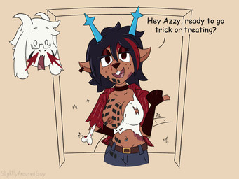 anime_nosebleed anthro antlers bedroom_eyes belt black_body black_fur black_hair black_nose blood blue_bottomwear blue_clothing blue_jeans blue_pants bodily_fluids bone bottomwear breasts brown_body brown_fur buckteeth choker clothing denim denim_bottomwear denim_clothing doorway duo ear_piercing ear_ring exposed_breasts eyewear fake_blood fan_designs female first_person_view flannel_shirt fluffy_ears freckled_face freckles fur glasses gloves_(marking) grass hair highlights_(coloring) horn jeans jewelry long_ears looking_at_viewer makeup male markings midriff narrowed_eyes navel navel_piercing necklace nipple_slip nipples nosebleed pants piercing plant ring_piercing seductive shirt shocked short_hair simple_background skid_marks smile smiling_at_viewer speech_bubble surprised t-shirt teeth text tire_marks tire_track topwear torn_clothing torn_shirt torn_topwear walkway white_body white_fur white_hair slightlyarousedguy deltarune undertale undertale_(series) asriel_dreemurr_(god_form) dess_holiday bovid caprine deer goat mammal 4:3 english_text hi_res watermark