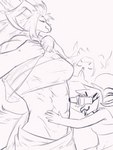 abs anthro breasts eyes_closed female female/female group holding_binoculars horn muscular muscular_female open_mouth simple_background smile white_background trololohstuffs mythology kerime_(trololohstuffs) sai_(trololohstuffs) dragon mythological_creature mythological_scalie scalie 2023 3:4 hi_res sketch