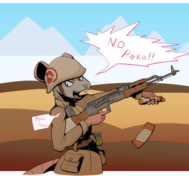 ak-47 ak_platform ambiguous_gender anthro armor assault_rifle electronics explosives grenade gun headgear helmet holding_gun holding_object holding_ranged_weapon holding_weapon radio ranged_weapon rifle solo speech_bubble weapon gompami pixile_studios super_animal_royale mammal murid murine rat rodent super_rat_(sar)