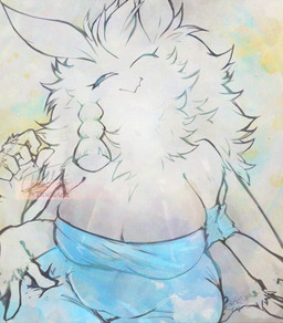 anthro belly blue_clothing breasts cleavage clothed clothing female fingers fur looking_at_viewer multi_arm multi_limb one_eye_closed white_body white_fur thwillartz momo_(thwillartz) arthropod insect lepidopteran moth hi_res