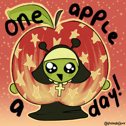 antennae_(anatomy) apple beads black_clothing black_eyes blush blush_stickers clothed clothing cross female food fruit glistening glistening_eyes green_body green_skin noseless nun nun_habit nun_outfit open_mouth open_smile plant prayer_beads religion religious_clothing rosary smile text white_clothing pulledbjjork christianity sister_gleep_glorp alien roswell_grey 1:1 absurd_res artist_name english_text hi_res watermark