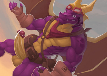 4_fingers aged_up anthro anthrofied aviator_goggles bag balls barazoku belt big_balls big_penis bodily_fluids bottomless bottomless_anthro bottomless_male claws clothed clothing cum cum_on_penis ejaculation erection fingerless_gloves fingers genital_fluids genitals gloves handwear huge_penis humanoid_genitalia humanoid_penis kerchief long_penis looking_at_viewer male membrane_(anatomy) membranous_wings mostly_nude muscular muscular_anthro muscular_male neckerchief neckwear open_hand overbite penis solo straps white_claws wings yellow_body yellow_penis kittikary activision european_mythology mythology spyro_reignited_trilogy spyro_the_dragon balloonist_spyro spyro dragon mythological_creature mythological_scalie scalie western_dragon winged_dragon 2018 digital_media_(artwork) portrait three-quarter_portrait