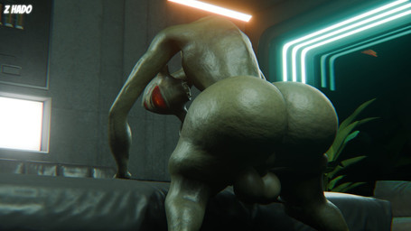 backsack balls big_butt butt genitals green_body looking_back male mouth_closed multi_eye not_furry rear_view red_eyes sharp_teeth solo teeth thick_thighs z_hado half-life valve vortigaunt 2026 3d_(artwork) digital_media_(artwork) english_description hi_res