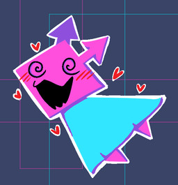 ambiguous_gender blue_body blush blush_lines happy heart_symbol not_furry open_mouth purple_body solo spiral spiral_eyes waranya deltarune undertale_(series) darkner virovirokun digital_media_(artwork)