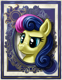 blue_eyes card female feral frown hair long_hair moon multicolored_hair solo sun two_tone_hair harwick friendship_is_magic hasbro my_little_pony bonbon_(mlp) earth_pony equid equine horse mammal pony