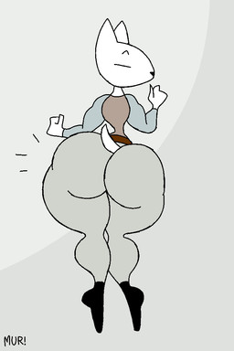 anthro belt big_butt bottom_heavy bottomwear bubble_butt butt clothing curvy_figure dancing emanata flash_emanata footwear fur male pants shirt shoes solo thick_thighs topwear white_body white_fur wide_hips thatdawgmurray ernest_(ezee) canid canine canis domestic_dog mammal 2:3 aliasing animated digital_media_(artwork) loop signature