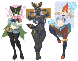 accessory anthro anthrofied athletic black_body black_fur bottomwear breasts cheerleader clothed clothing crop_top curvy_figure ear_piercing egyptian egyptian_clothing egyptian_headdress eye_contact female fur glistening glistening_body gold_eyeshadow green_body green_fur group holding_cards hotpants looking_at_another looking_at_viewer navel one_leg_up orange_body orange_eyes orange_fur panties piercing pink_eyes pokemon_card pose raised_arm raised_leg red_sclera shirt shorts simple_background skimpy slightly_chubby slim slim_anthro slim_female standing tail thick_thighs topwear trio underwear upskirt white_background white_body white_fur wide_hips ekixu nintendo pokemon cinderace eeveelution generation_2_pokemon generation_8_pokemon generation_9_pokemon meowscarada pokemon_(species) umbreon 2025 absurd_res digital_media_(artwork) hi_res