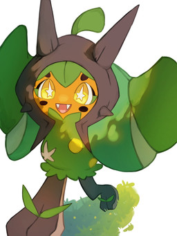 2_toes ambiguous_gender eyelashes fangs feet grass looking_at_viewer open_mouth plant simple_background solo star_eyes teeth toes tongue yellow_eyes eeeeg nintendo pokemon generation_9_pokemon humanoid legendary_pokemon ogerpon pokemon_(species) teal_mask_ogerpon 2025 3:4 hi_res