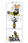 beanie blonde_hair clothing hair hat headgear headwear humor mask text wings mas_square bandai_namco digimon takeru_takaishi angemon digimon_(species) human humanoid mammal patamon comic hi_res japanese_text