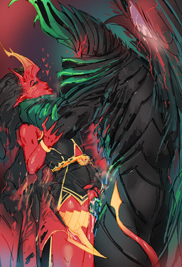 after_sex after_vaginal ahegao asphyxiation black_bottomwear black_clothing black_hair black_shorts blue_eyes bodily_fluids bottomwear bright_colors chokehold clothed clothed_sex clothing cum cum_drip cum_in_vagina cum_inside cum_overflow defeated dominant dominant_humanoid dominant_male dripping duo ejaculation eye_contact female fire flaming_eyes forced from_front_position genital_fluids genitals hair half-closed_eyes heart_symbol larger_dom larger_male lifted lifting_another long_hair looking_at_another looking_at_partner looking_pleasured loving_gaze male male/female membrane_(anatomy) membranous_wings narrowed_eyes neck_grab not_furry penetration penis pointy_ears rape raped_by_monster red_body red_skin rough_sex sex shorts simple_background size_difference slave spade_tail standing standing_missionary_position standing_sex steam strangling submissive submissive_female submissive_humanoid tail tail_wrapped_around_leg tail_wraps torn_clothing vaginal vaginal_penetration vulva wings wraps popisya dota valve akasha_the_queen_of_pain terrorblade demon humanoid monstrous_demon succubus 2024 hi_res portrait three-quarter_portrait