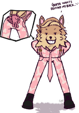 anthro bent_over black_boots black_clothing black_footwear boots clothing footwear fur hand_behind_back male pink_clothing shoes showing_teeth smile solo tail tan_body tan_fur text styxyesrenegade fortnite:_battle_royale fetch_(fortnite) canid canine canis domestic_dog human mammal pomeranian spitz colored digital_drawing_(artwork) digital_media_(artwork) english_text hi_res meme sketch