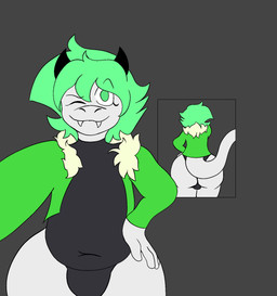 anthro big_butt bulge butt clothing leotard male mirror rear_view wide_hips hornydragon2003 mythology dragon mythological_creature mythological_scalie scalie hi_res nonbinary_(lore)