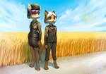 anthro army clothing cloud coat_of_arms duo female flag grain landscape male male/female military russia sky tryzub uaf ukraine uniform war thepimpartist canid canine fox humanoid mammal hi_res