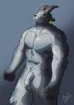 anthro balls crossgender ear_piercing ear_tag ftm_crossgender fur genitals grey_body grey_fur horizontal_pupils horn male muscular muscular_anthro muscular_male nipples nude pecs penis piercing pupils solo tongue tongue_out yellow_eyes itsmesadaxis coffee_stain_studios epic_games fortnite goat_simulator pilgor_(goat_simulator) bovid caprine goat mammal absurd_res hi_res