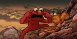 angry anthro clothing dress duo female humor male nude outside parody brachyzoid invincible_(tv_series) muppets pbs sesame_street think_mark_think! elmo rocco_(sesame_street) zoe_(sesame_street) muppet 2022 digital_media_(artwork) hi_res meme