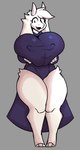 anthro big_breasts black_eyes breasts clothing female floppy_ears hair holding_breast horn huge_breasts nipple_outline open_mouth robe solo thick_thighs white_body white_hair wide_hipped_female wide_hips zantanerz undertale undertale_(series) toriel boss_monster_(undertale) bovid caprine goat mammal absurd_res hi_res