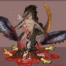 amputation amputee animal_genitalia animal_penis anthro balls blood bodily_fluids cum death disability disembowelment dismemberment duo equine_genitalia equine_penis erection feathered_wings feathers genital_fluids genitals gore gore_focus guts intestines male organs orgasm pain penis red_eyes snuff tail teeth wings strikeanywhere mythology avian dinosaur dromaeosaurid feathered_dinosaur feathered_scalie gryphon mythological_avian mythological_creature prehistoric_species reptile scalie theropod velociraptor 1:1 2011