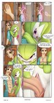 2016 absurd_res bodily_fluids breasts clothing comic dialogue duo english_text erection female fuckboy gardevoir generation_3_pokemon genital_fluids genitals green_hair hair hi_res human human_on_humanoid humanoid humanoid_genitalia humanoid_penis interspecies male male/female mammal masterploxy nintendo not_furry penis pokemon pokemon_(species) pussy red_eyes text vaginal vaginal_fluids