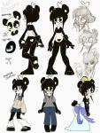 anthro black_hair bottomwear clothing emo_haircut female gown hair heart_eyes heart_symbol miniskirt pupils skirt solo unusual_pupils briskby ken_ashcorp kenny_(kenashcorp) bear giant_panda mammal 2012 absurd_res hi_res model_sheet multiple_images