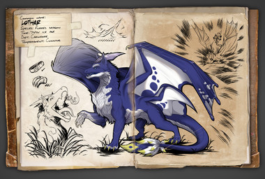 blue_body blue_fur claws feathers feral fluffy fur horn male membrane_(anatomy) membranous_wings multicolored_body multicolored_fur quadruped solo tail tongue tongue_out white_body white_fur wings techno-raptor ark_survival_(series) ark_survival_ascended mythology lothar dragon furred_dragon furred_scalie mythological_creature mythological_scalie scalie 2025 hi_res model_sheet