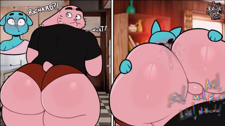 anal anthro big_butt blush bodily_fluids butt butt_jiggle canon_couple clothing duo ear_piercing ear_ring facial_hair female female_rimming_male femboy hand_on_butt huge_butt imminent_sex jiggling looking_pleasured male male/female moan oral piercing rimming ring_piercing saliva sex shirt sweat sweatdrop t-shirt text thick_thighs topwear dekoude cartoon_network the_amazing_world_of_gumball nicole_watterson richard_watterson domestic_cat felid feline felis lagomorph leporid mammal rabbit 16:9 2025 2d_animation animated english_text no_sound short_playtime video widescreen