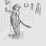 3_toes 4_fingers anthro balls buckteeth coat_hook eyes_closed feet fingers flaccid flat_tail fluffy_chest fur genitals humanoid_genitalia humanoid_penis leaning_on_wall male nude overweight overweight_male penis shower slightly_chubby slightly_chubby_male solo standing teeth toes wet wet_body wet_fur lendri_mujina broadside_beach shipwrecked_64 bucky_beaver beaver mammal rodent 1:1 2024 greyscale hi_res monochrome sketch