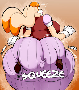 anthro big_breasts big_butt breast_jiggle breasts butt butt_focus butt_grab butt_jiggle disembodied_hand duo female hand_on_butt huge_butt jiggling looking_back male motion_lines rear_view sound_effects surprised thick_thighs wobbling_butt denizen1414 sega sonic_the_hedgehog_(series) fan_character vanilla_the_rabbit bear lagomorph leporid mammal rabbit absurd_res hi_res