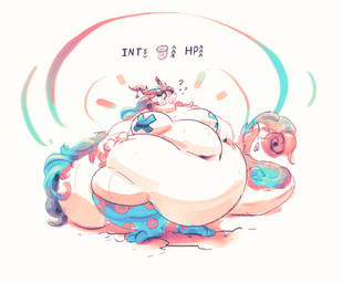 3_toes 4_fingers accessory anthro antlers belly belly_folds belly_overhang big_belly big_breasts blue_clothing blue_legwear blue_stockings blue_thigh_highs breasts cheek_tuft clothing cracked_ground cracks deep_navel eyelashes facial_tuft feet female female_anthro fingers fur furgonomics gameplay_mechanics hair hands_on_own_belly holidays horn horn_accessory huge_belly huge_thighs intelligence_loss legwear long_tail morbidly_obese morbidly_obese_anthro morbidly_obese_female mostly_nude mostly_nude_anthro mostly_nude_female navel nipple_tape obese obese_anthro obese_female overweight overweight_anthro overweight_female pasties question_mark solo status_effect stockings tail tape text thick_tail thick_thighs thigh_highs toes tuft weight_gain white_body white_fur wide_hipped_anthro wide_hipped_female wide_hips miluinaoxie chinese_new_year mythology new_year_2024 dragon furred_dragon furred_scalie mythological_creature mythological_scalie scalie 2024 hi_res