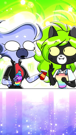 abstract_background accessory anthro beverage bikini breasts cleavage clothed clothing crop_top dancing drugged duo female fingerless_gloves gloves handwear hat headgear headwear jewelry legwear looking_at_viewer midriff midriff_jacket necklace offering_to_another outfit_change psychedelic psychedelic_background rave raver seductive seductive_dance shirt substance_intoxication swimwear thick_thighs thigh_highs topwear tripping_balls twerking two-piece_swimsuit visor_cap epilepsy_warning rocky_rakoon sound_warning ava_(rocky_rakoon) flo_(rocky_rakoon) avian bird bluebird domestic_cat felid feline felis mammal oscine parrot passerine thrush_(bird) 9:16 animated hi_res short_playtime sound video