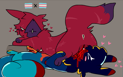 anus barely_visible_genitalia barely_visible_penis blood blood_on_face blush bodily_fluids curled_tail duo eye_scar eyes_closed facial_scar female feral fur genital_fluids genitals lgbt_pride looking_at_another looking_at_partner male male/female mastectomy_scar menstruation multicolored_body multicolored_fur penis period_blood period_sex pride_colors red_body red_fur scar scars_all_over t4t tail transgender_pride_colors vulva artienvy rain_world videocult artificer_(rain_world) inv_(rain_world) slugcat hi_res trans_(lore) trans_man_(lore) trans_woman_(lore)