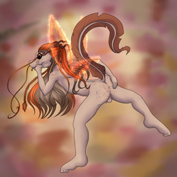 anthro backsack balls butt flaccid foreskin freckled_balls freckled_butt freckled_face freckled_shoulders freckles genitals hair leaf leaf_tail male male_anthro multicolored_hair nude orange_hair penis small_penis solo tail tan_body tan_skin teasing two_tone_hair wings angelohoshi arthropod fairy 1:1 absurd_res hi_res