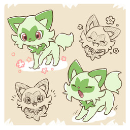 ambiguous_gender emanata eyes_closed fangs feral flower_symbol green_hair hair open_mouth pink_eyes simple_background solo tail teeth tongue yawn yawning_position nekogyo122 nintendo pokemon felid feline generation_9_pokemon mammal pokemon_(species) sprigatito 1:1 2023 hi_res