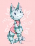 anthro female noseless pink_background simple_background solo xintetsu animal_crossing nintendo lolly_(animal_crossing) domestic_cat felid feline felis mammal tabby_cat 2014