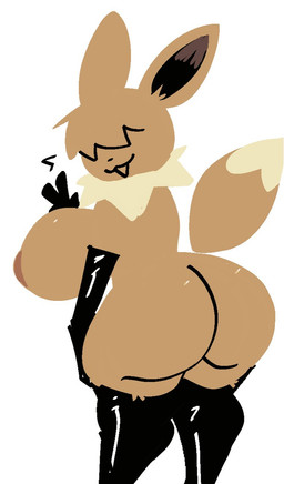 anthro anthrofied armwear big_breasts big_butt black_clothing black_gloves black_handwear black_legwear black_thigh_highs breasts brown_body brown_fur brown_hair brown_nipples brown_tail butt clothing curvy_figure elbow_gloves female female_anthro fur gesture gloves hair hair_over_eyes hand_gesture handwear huge_breasts huge_butt legwear looking_at_viewer looking_back looking_back_at_viewer mostly_nude mostly_nude_anthro mostly_nude_female nipples open_mouth open_smile pokemorph pose simple_background smile solo tail thick_thighs thigh_highs v_sign wide_hips xarop77 nintendo pokemon eevee generation_1_pokemon pokemon_(species) 2025 digital_drawing_(artwork) digital_media_(artwork) hi_res lineless pinup portrait three-quarter_portrait